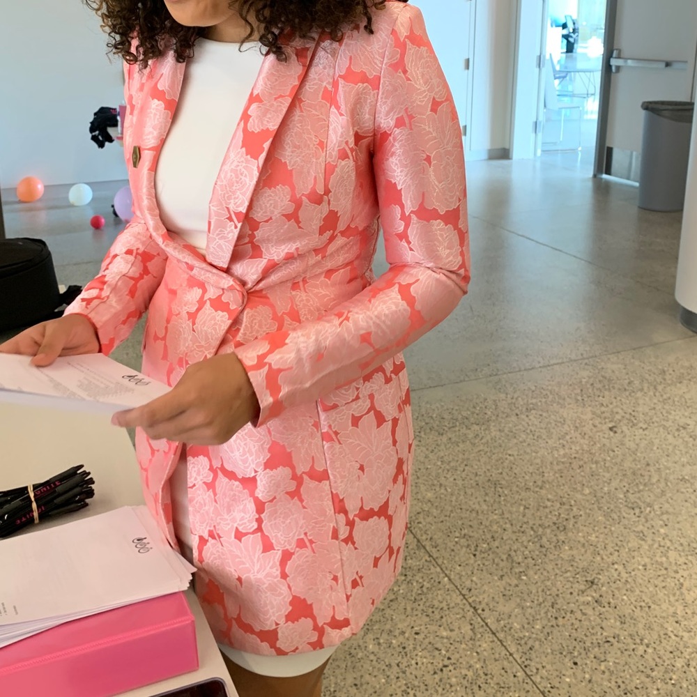 Pink/ floral design blazer dress